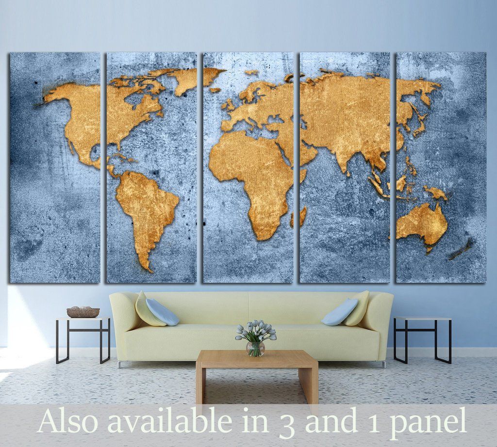 Blue World Map №1489 Kids World Map, World Map Canvas, World Map Wall ...