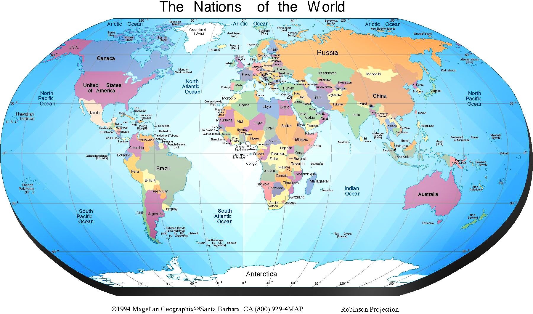 Labeled Printable World Map