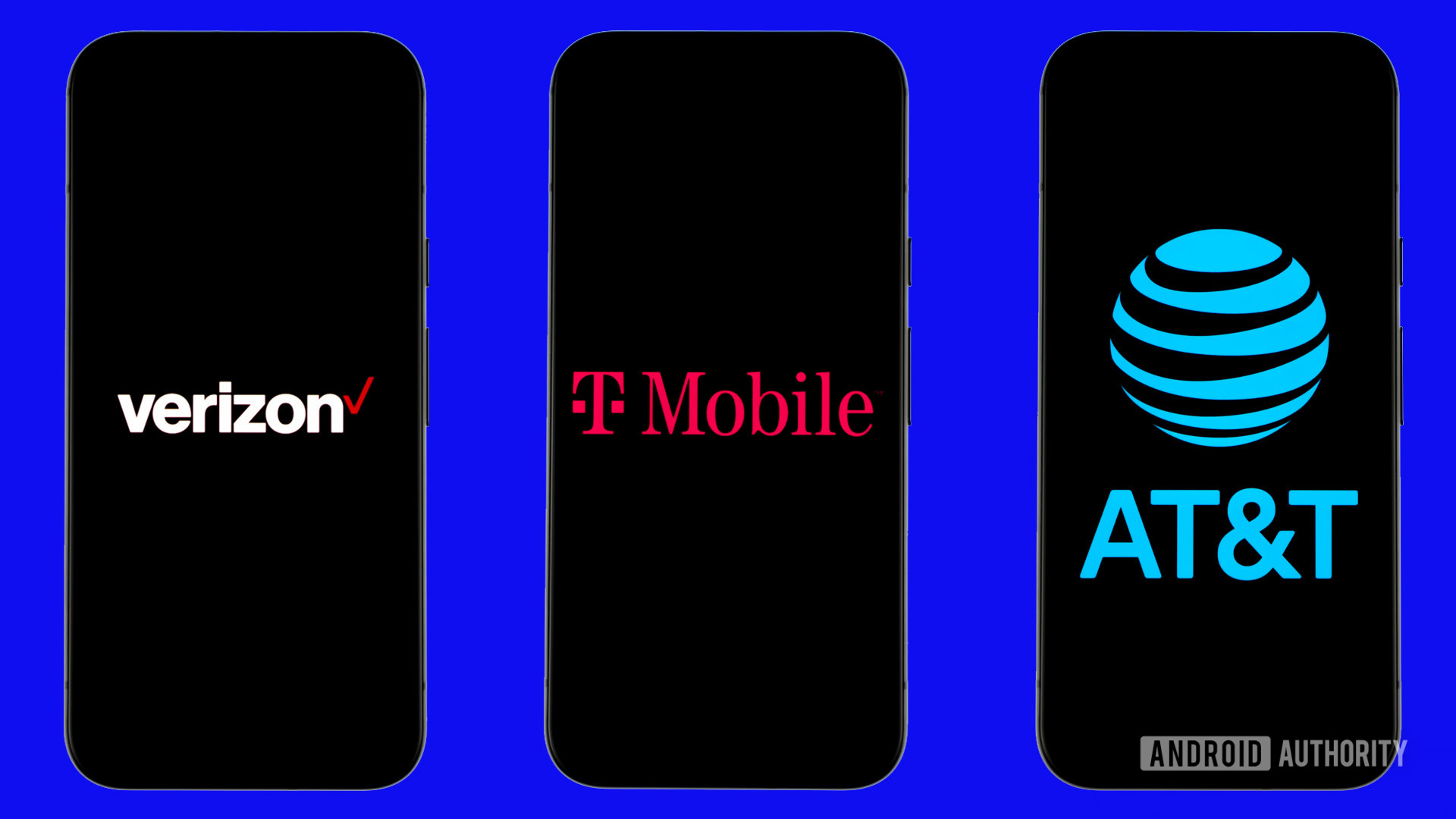 Stock photo of major US carriers Verizon Wireless, AT&T, and T Mobile (1)