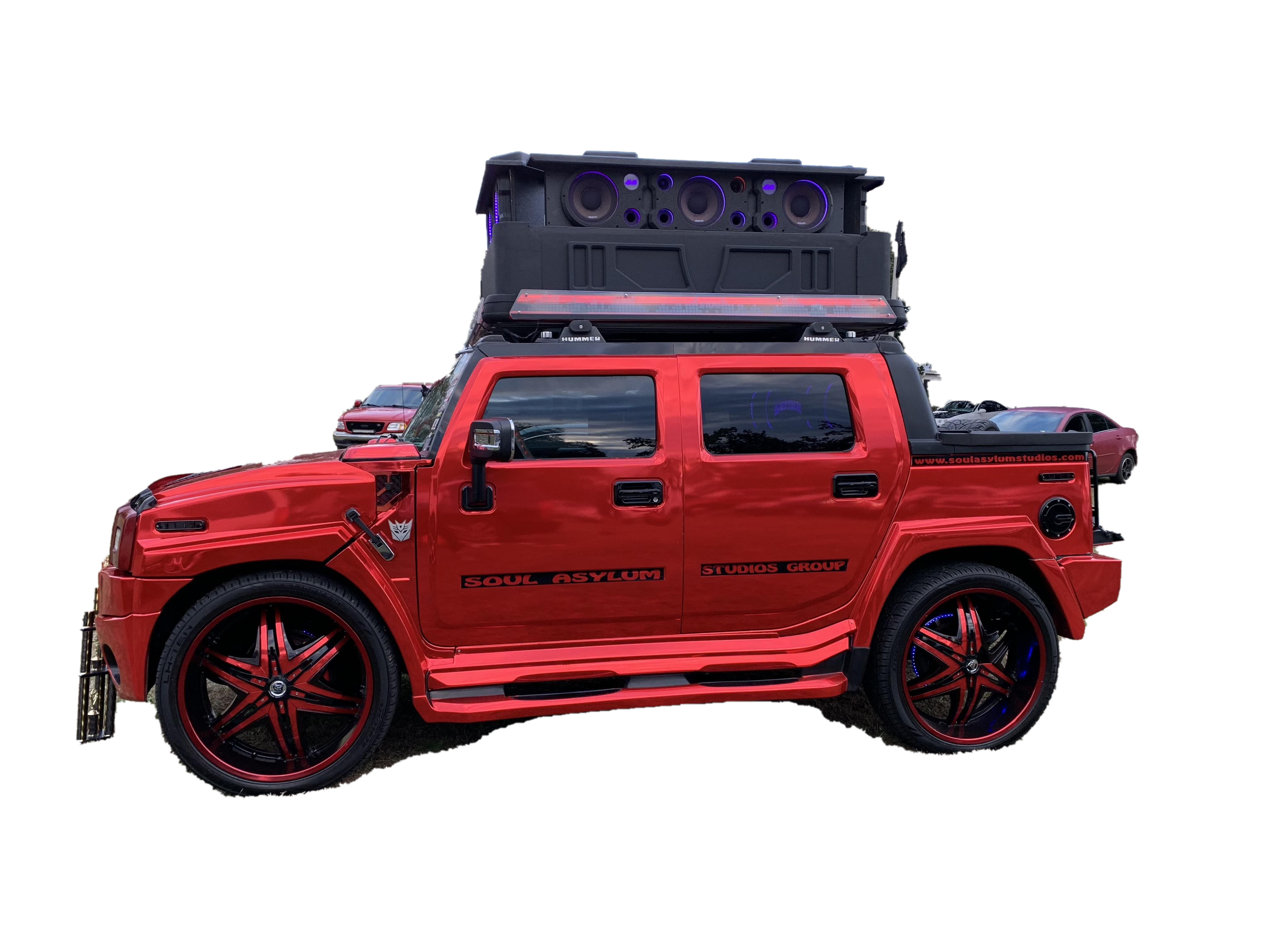 Red Hummer Car, Vehicle, SUV Model PNG Image