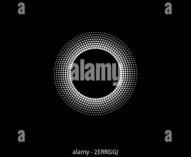 Halftone dots in circle form, logo. Vector illustration. Stock Vector