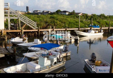 local marina at Grand Cay, Bahamas Stock Photo