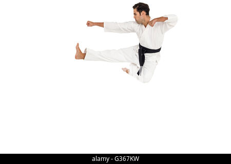 Fighter performing karate stance Stock Photo