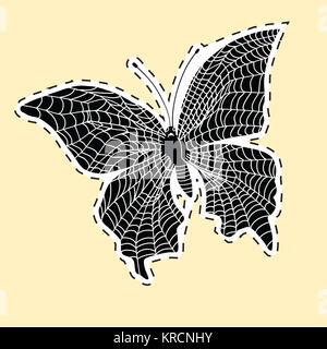 Dark butterfly web label sticker Stock Photo