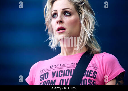 The Australian singer, songwriter and punk rock musician Brody Dalle performs a live concert at the Norwegian music festival Øyafestivalen 2014. Brody Dalle is also known as the lead vocalist of the two bands Distillers and Spinnerette. Norway, 06/08 2014. Stock Photo