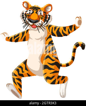 Happy Tiger Cartoon, Charakter Stock Vektor