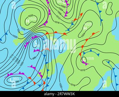 Bearbeitbares Vektor-Illustration einer generischen Wetterkarte system Stock Vektor