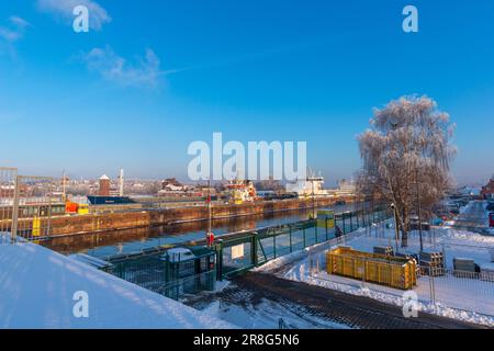 Winterzeit in Kiel am Kieler Kanal, Schleswig-Holstein, Norddeutschland, Mitteleuropa, Stockfoto