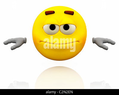 Smiley, Emoticons. Gesichtsausdruck. Neutralen emotionalen Ausdruck auf ein gelbes Gesicht mit großen Augen. Stockfoto