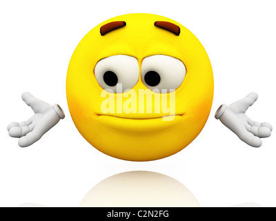 Smiley, Emoticons. Gesichtsausdruck. Augenrollen emotionalen Ausdruck auf ein gelbes Gesicht mit großen Augen. Auge sanften Geste. Stockfoto