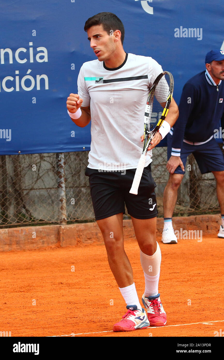 BUENOS AIRES, 23.09.2019: Pol Toledo Bague during the match for the first round of Challenger ATP of Buenos Aires on Racket Club, Buenos Aires, Argent Stock Photo