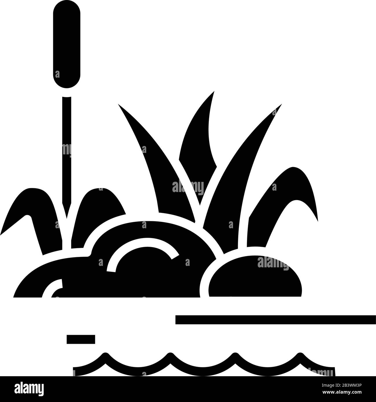 Swamp plants black icon, concept illustration, vector flat symbol ...