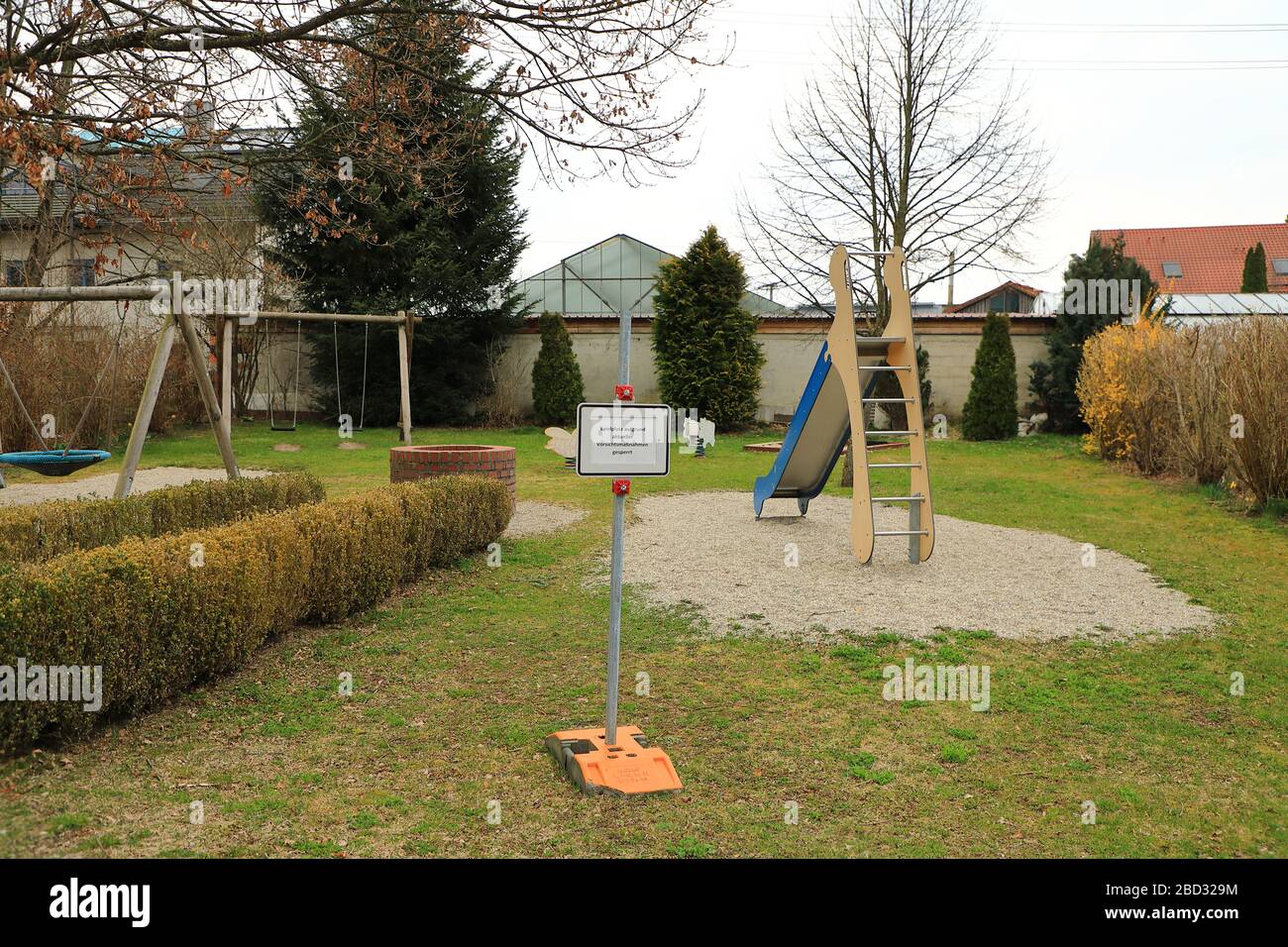 Closed Playground in a small village Stock Photo