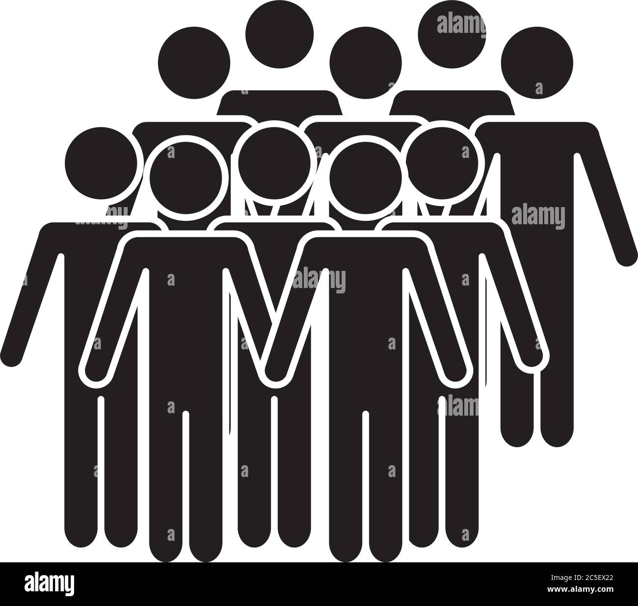 pictogram men crowd icon over white background, silhouette style ...