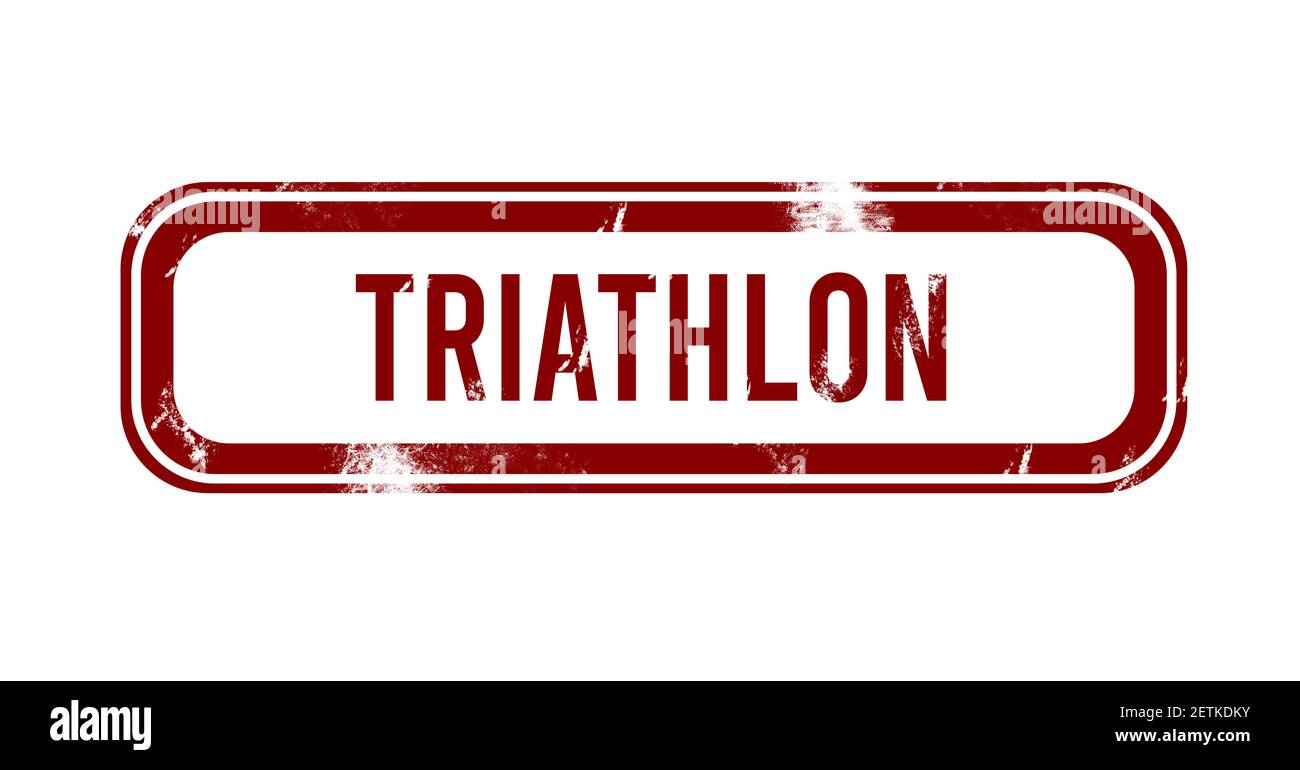 Triathlon - red grunge button, stamp Stock Photo