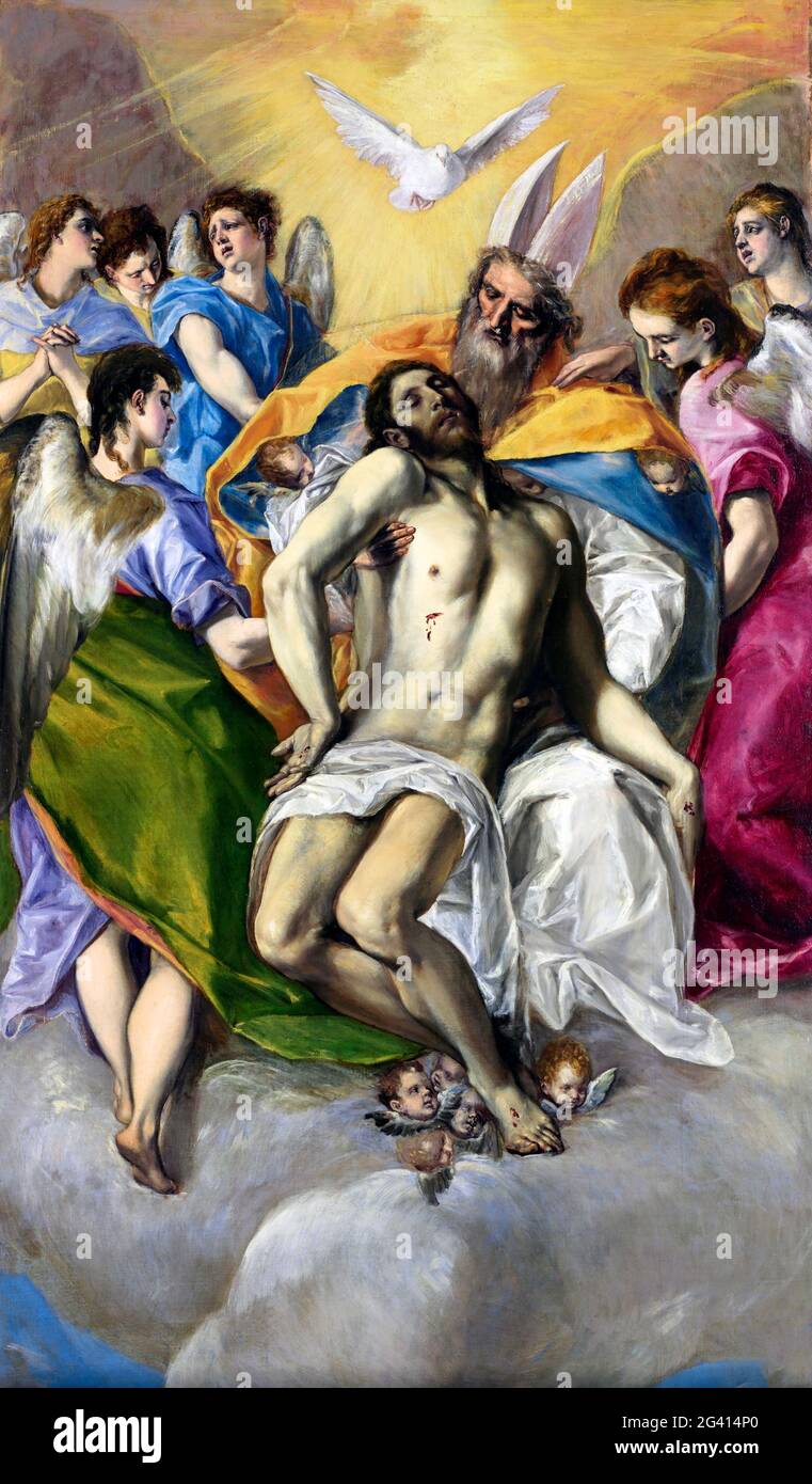 The Holy Trinity by El Greco (Domenikos Theotokopoulos, 1541-1614), oil on canvas, c. 1577-79 Stock Photo