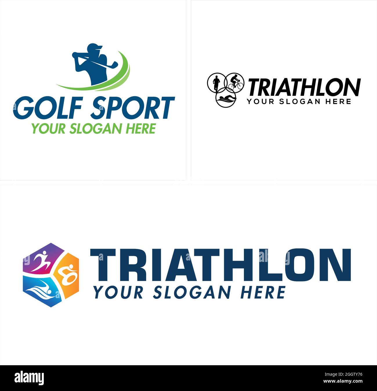 Triathlon sport golf logo design Stock Vector