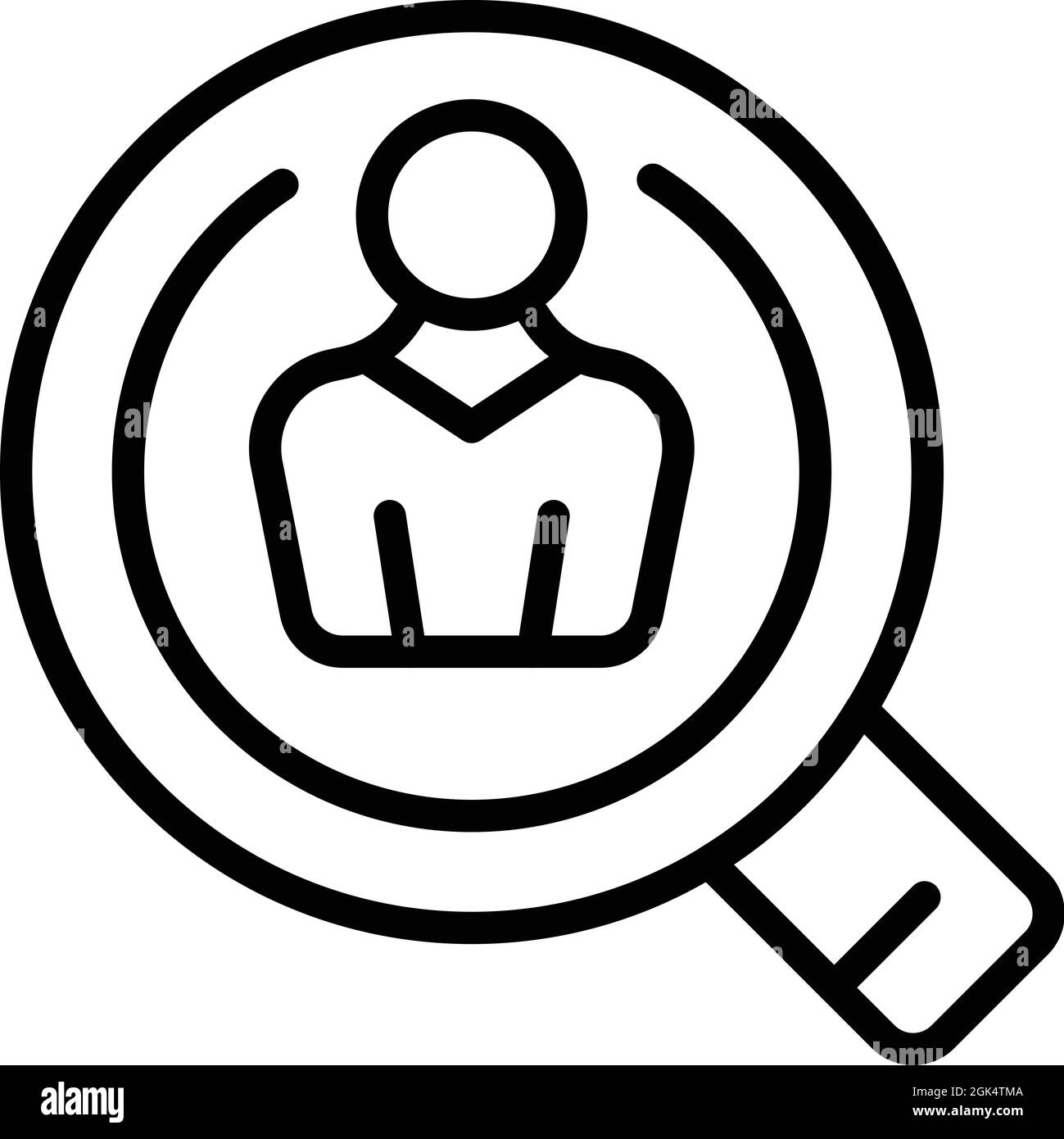 Magnifying client icon outline vector. Customer people. Find audience Stock Vector