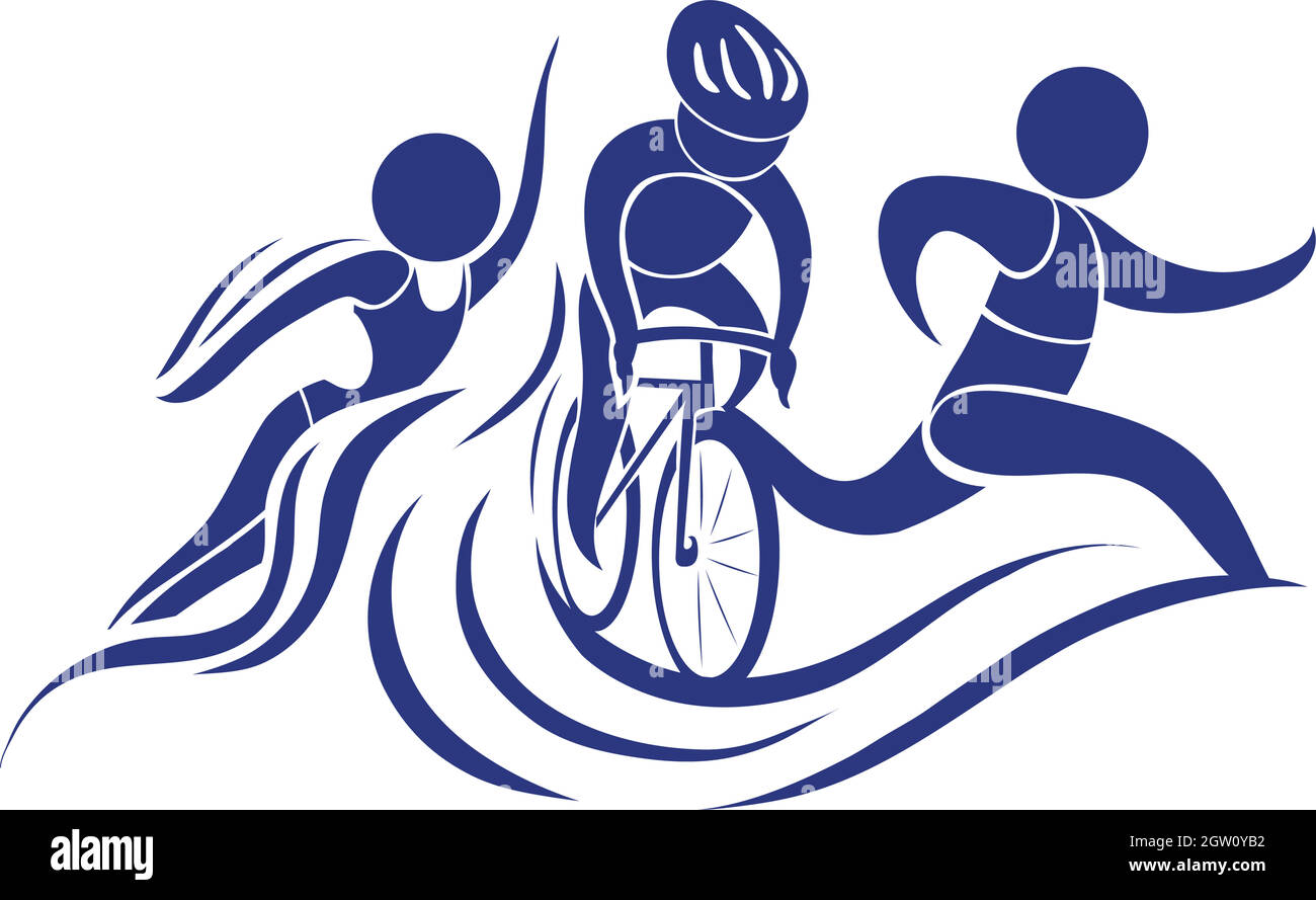 Sport icon for triathlon in blue color Stock Vector