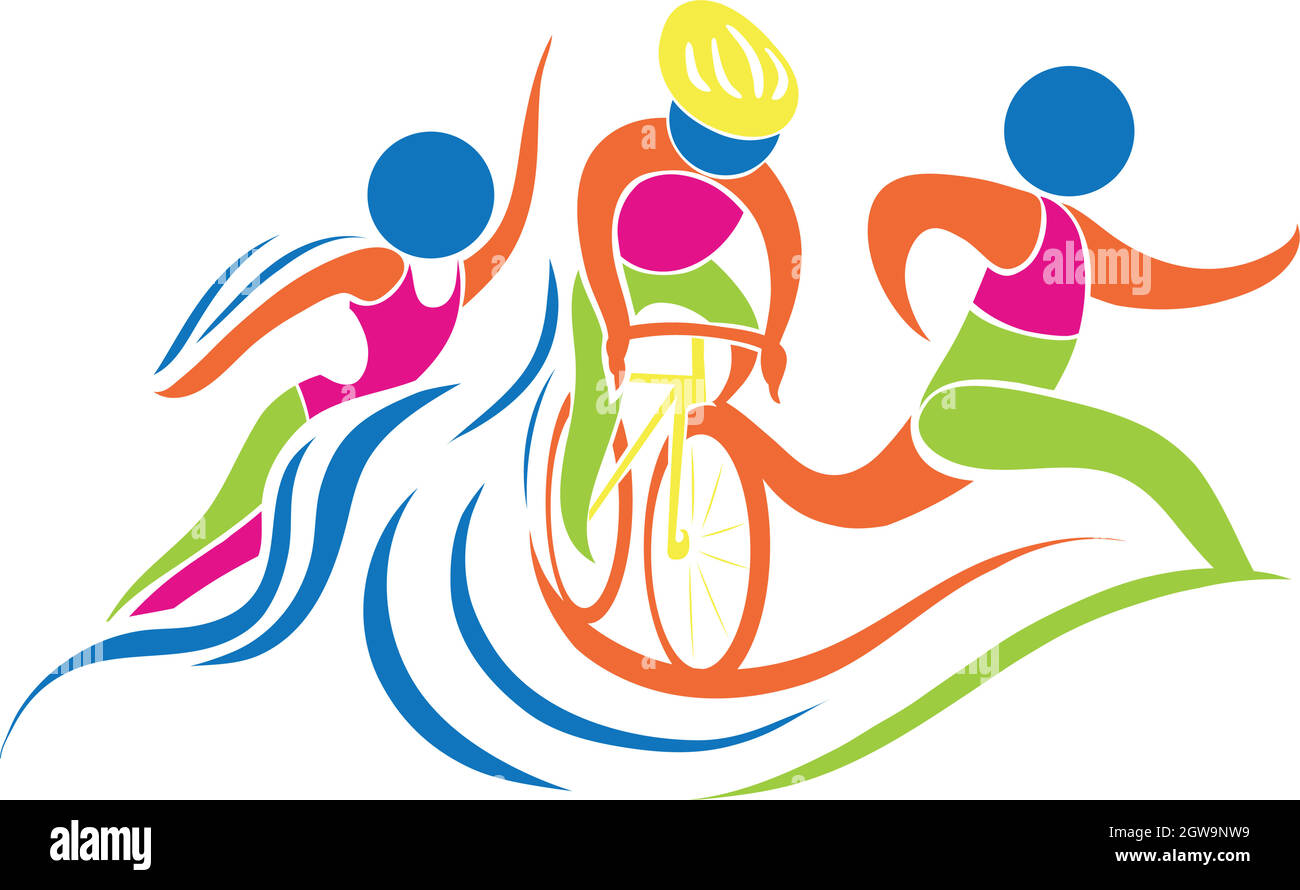 Triathlon icon in colors Stock Vector