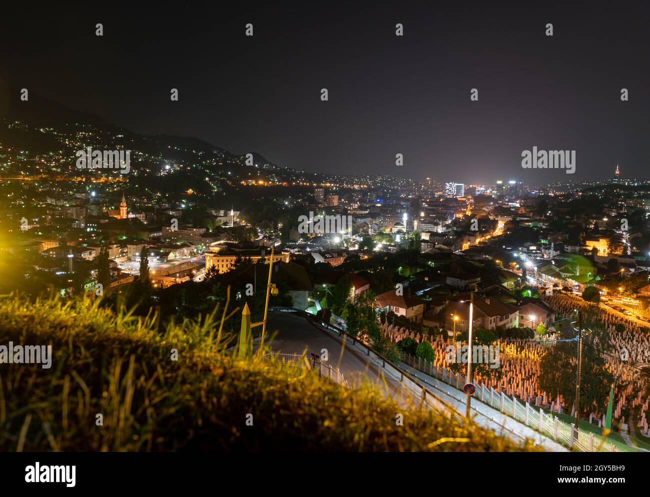 Panorama of Sarajevo as seen from Yellow Bastion or Zuta Tabija as locals call it Stock Photo