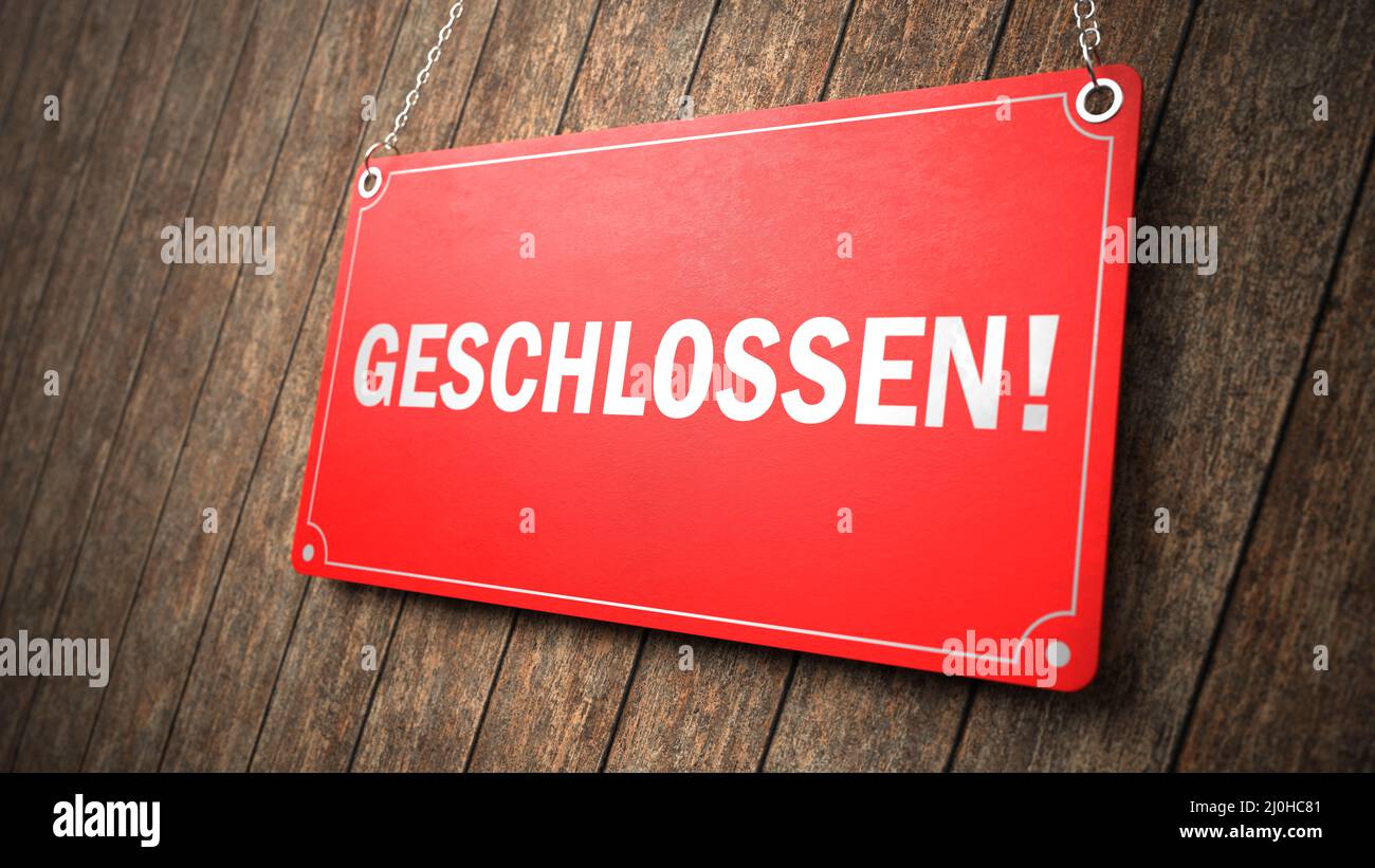 Red Sign Geschlossen Stock Photo