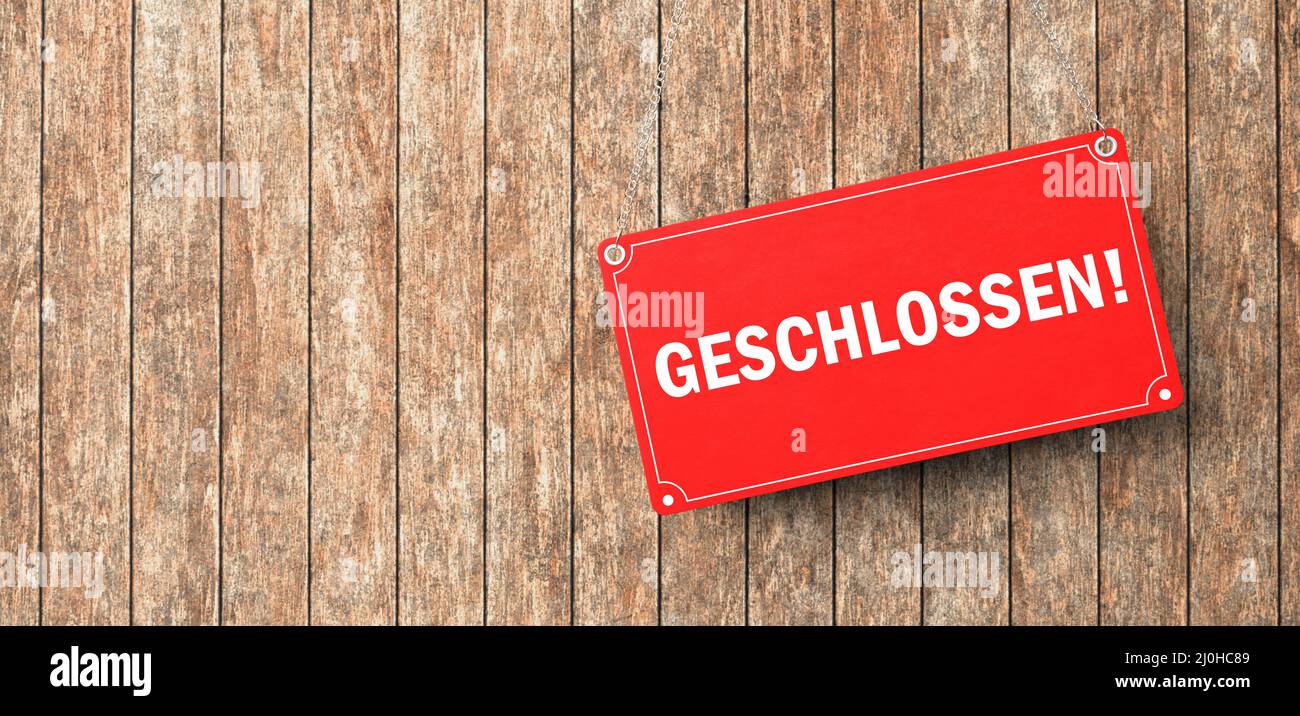 Red Sign Geschlossen Stock Photo