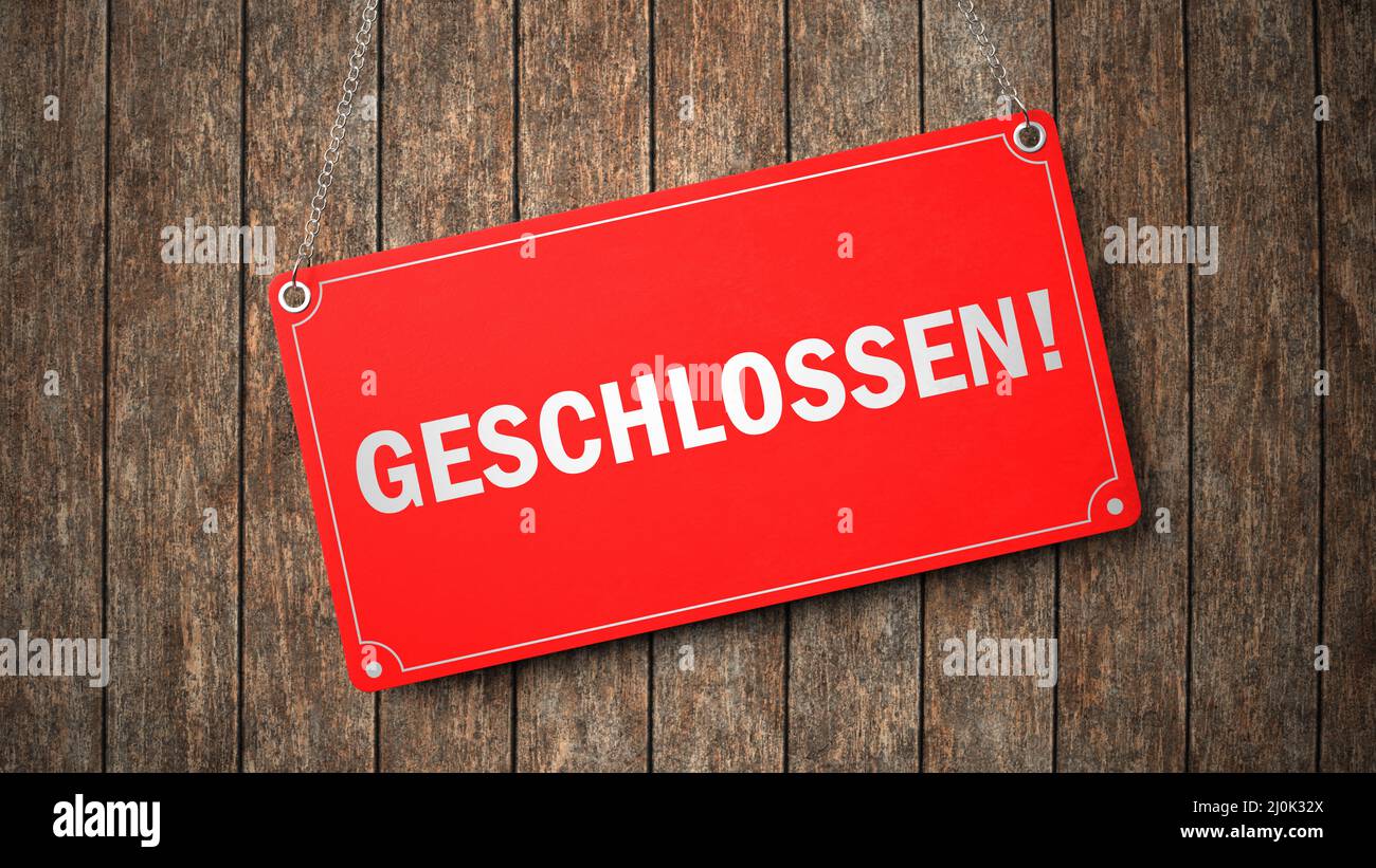 Red Sign Geschlossen Stock Photo