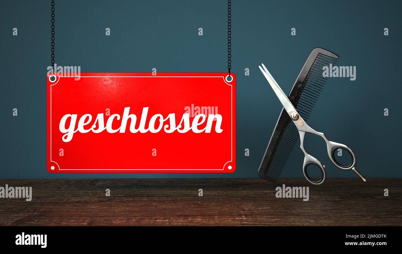 Hairdresser Sign Geschlossen Stock Photo