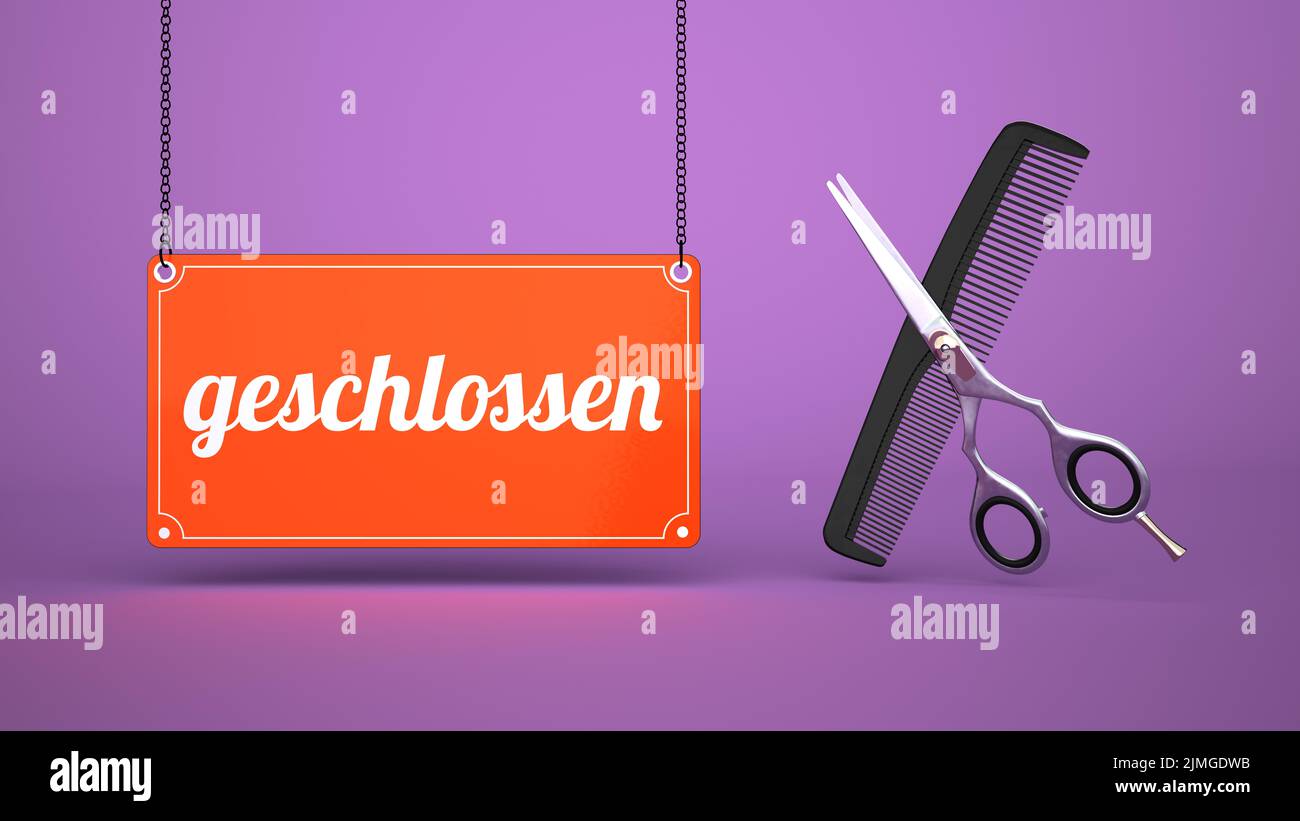 Hairdresser Sign Geschlossen Stock Photo