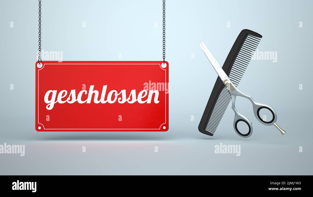 Hairdresser Sign Geschlossen Stock Photo