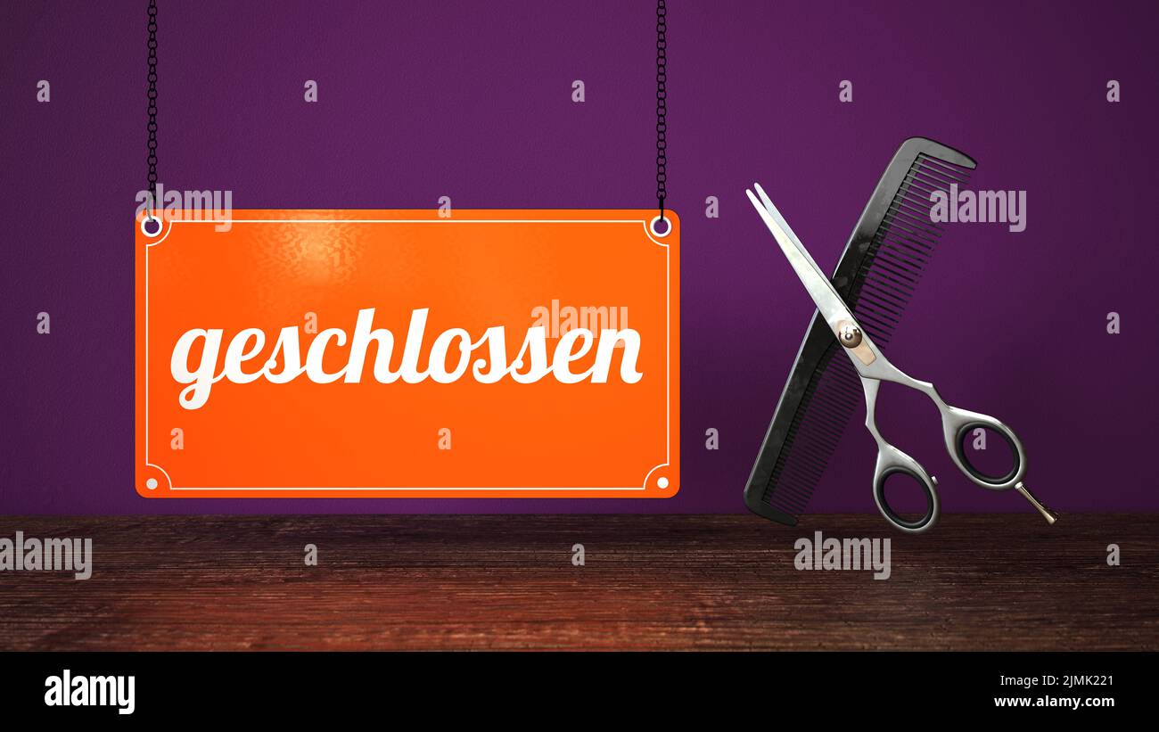 Hairdresser Sign Geschlossen Stock Photo