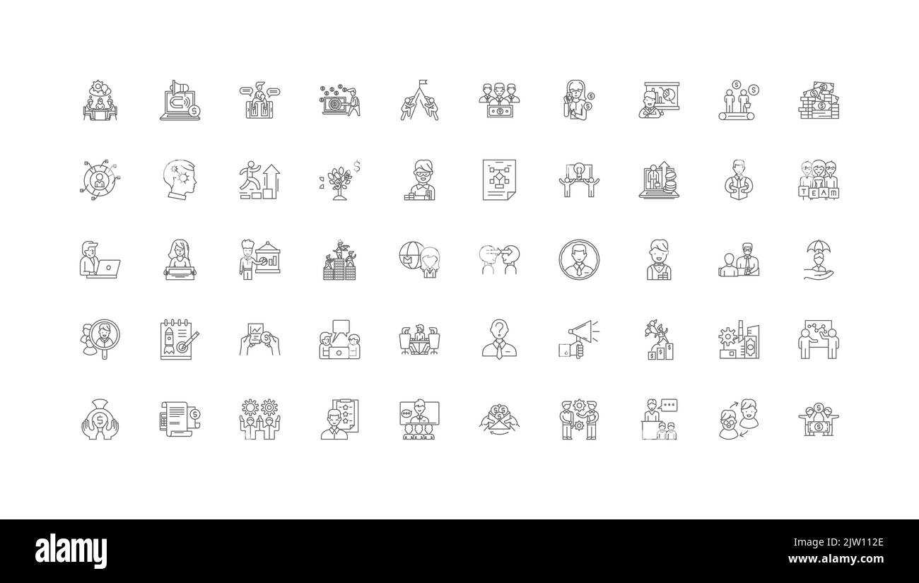 Job concept illustration, linear icons, line signs set, vector collection Stock Vector