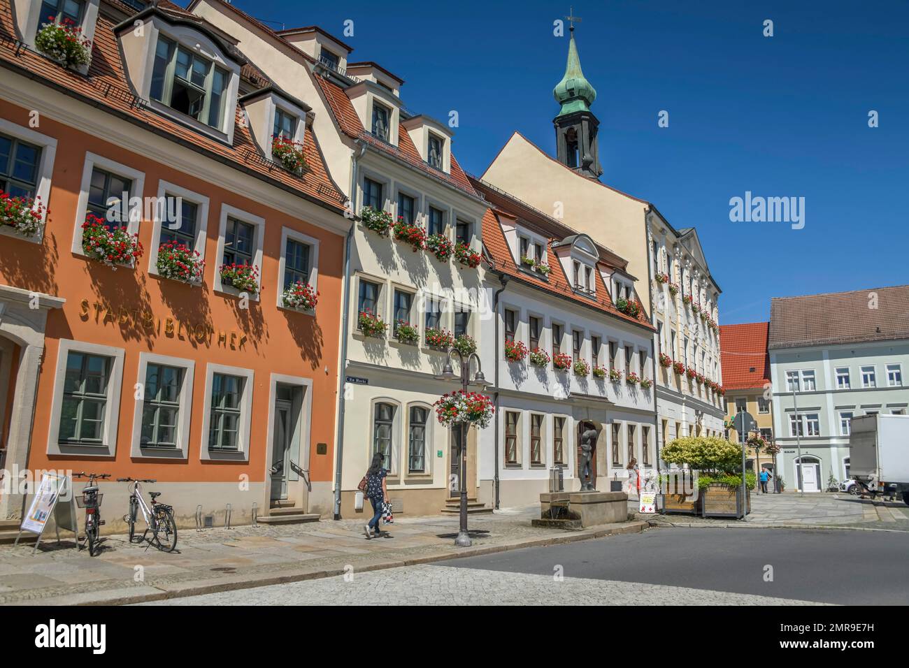 Old buildings, main street, Radeberg, Saxony, Germany, Europe Stock Photo