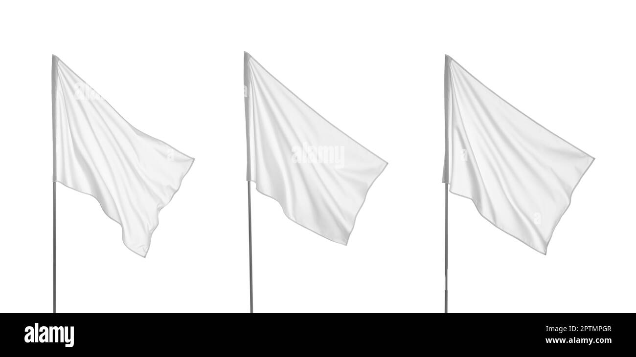 Set with blank flags on white background. Banner design Stock Photo - Alamy