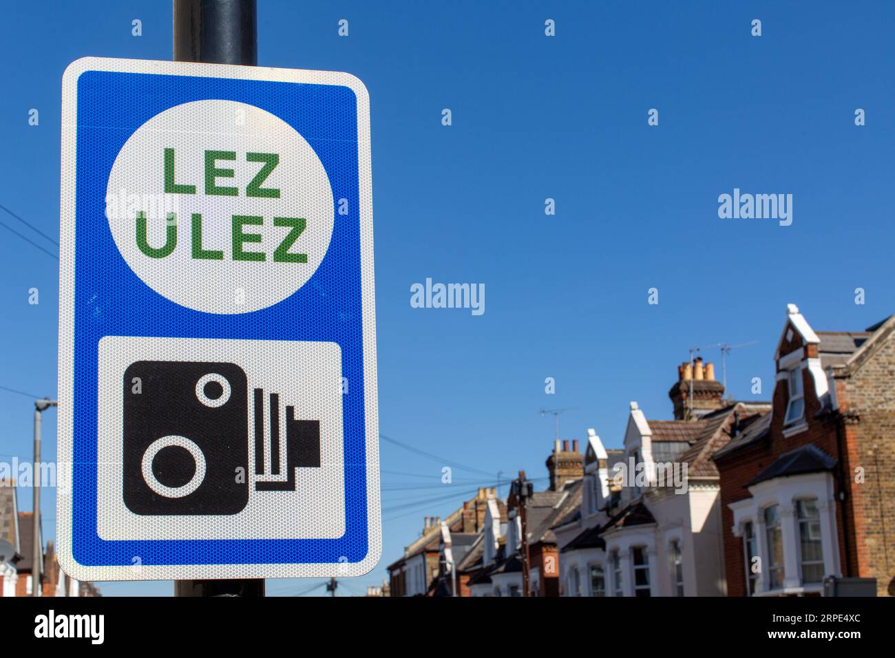 Low Emission Signage on Bounday Zone, with camera symbol Stock Photo