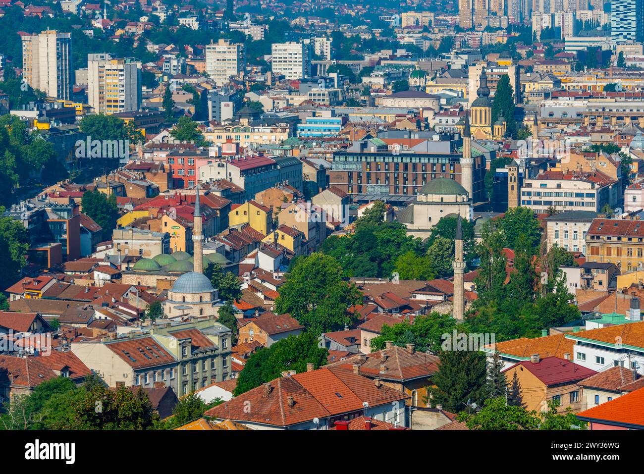 Sarajevo viewed from the Yellow fortress, Bosnia and Herzegovina Stock Photo