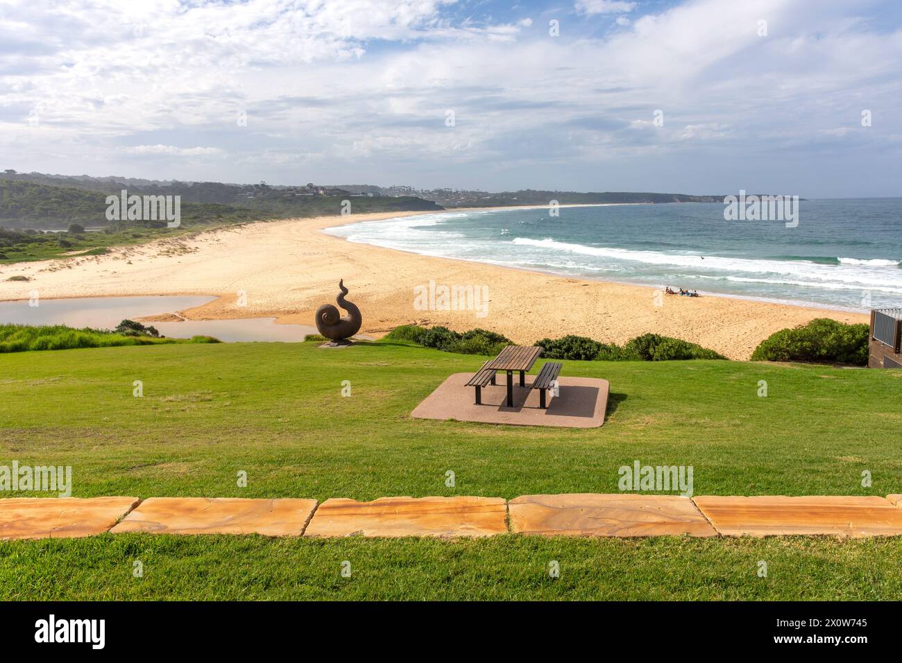 Short Point Beach from Recreation Reserve, Merimbula, New South Wales, Australia Stock Photo