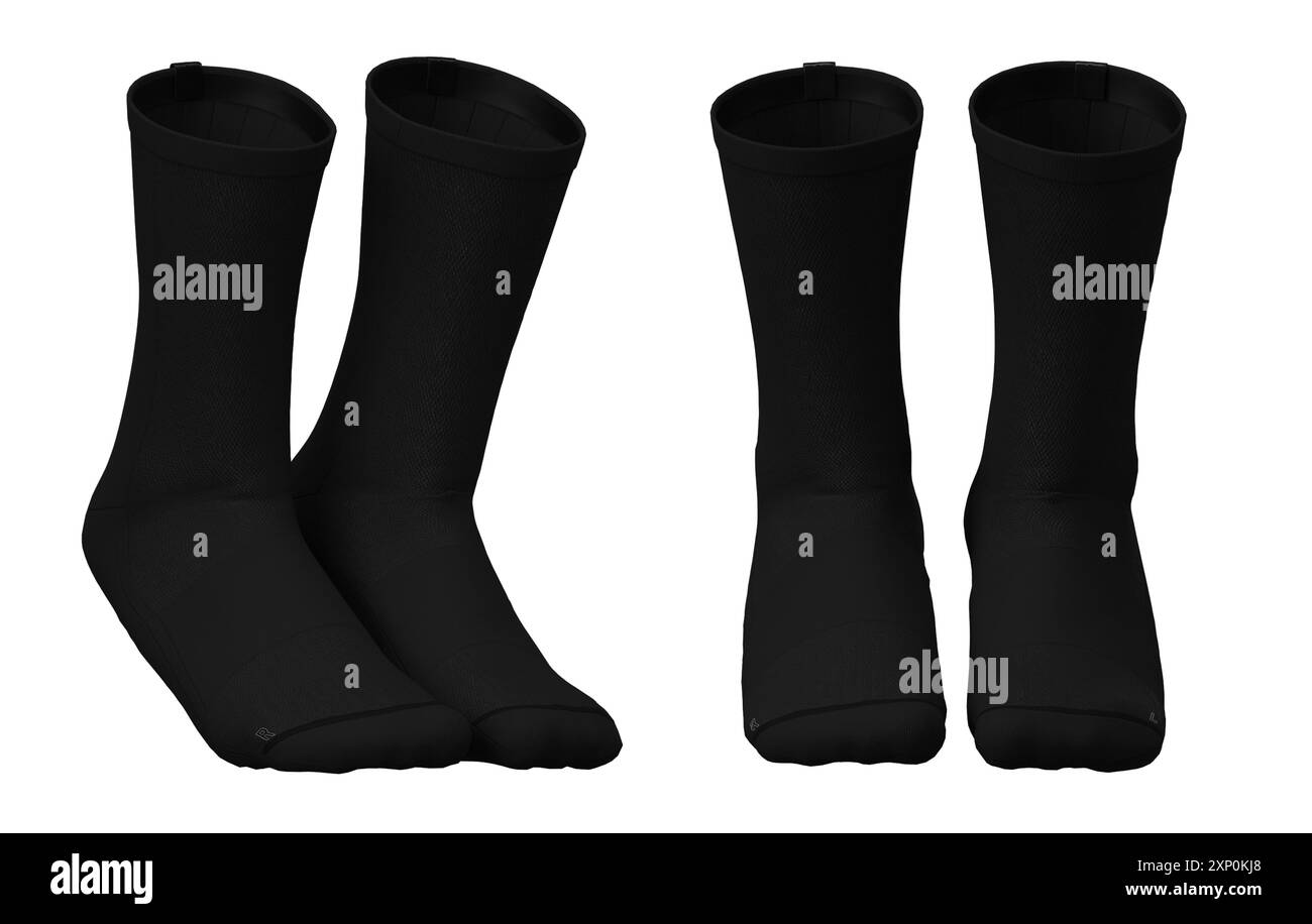 Black crew socks with a sleek design. Stock Photo