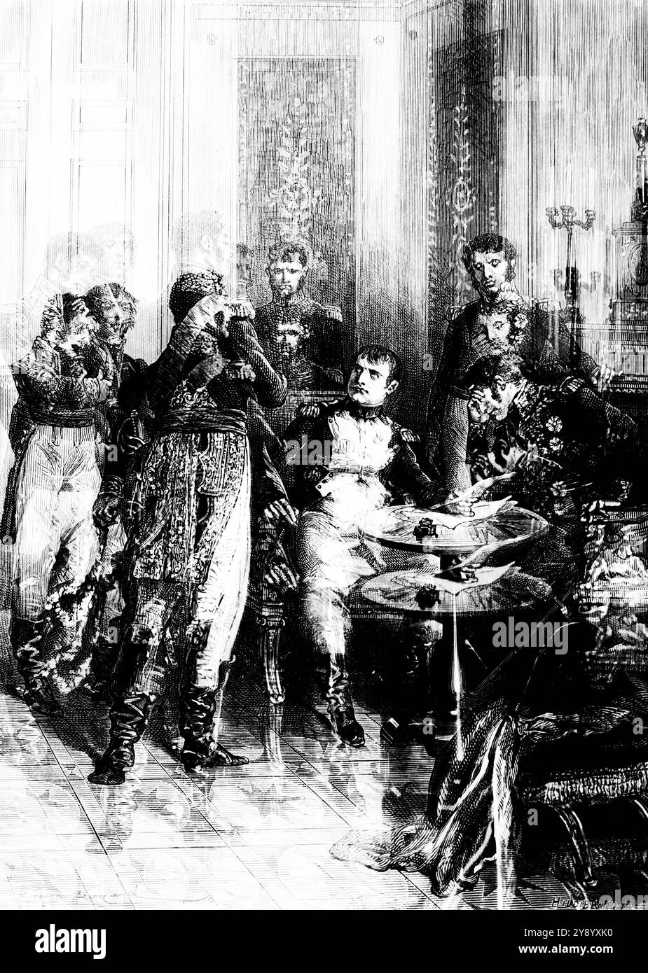 Treaty of Fontainebleau on 11 April 1814  signed in Paris, Napoleon´s end as Emperor, Paris, France, historic illustration 1882 Stock Photo