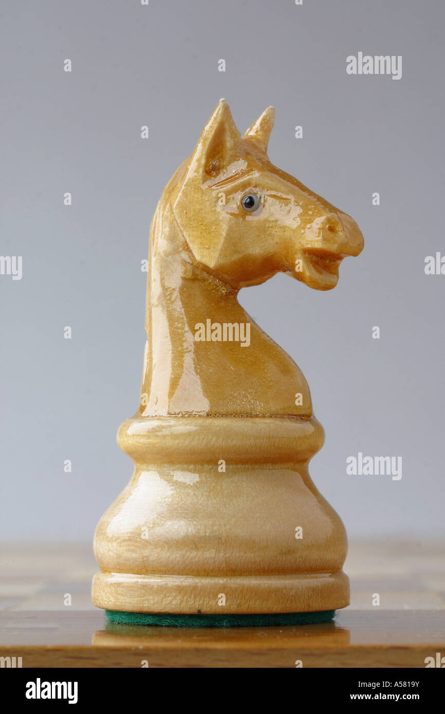 Chess, white knight Stock Photo