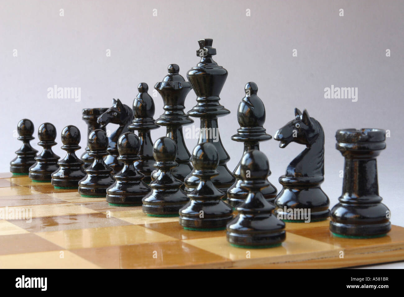 Chess, black pieces Stock Photo