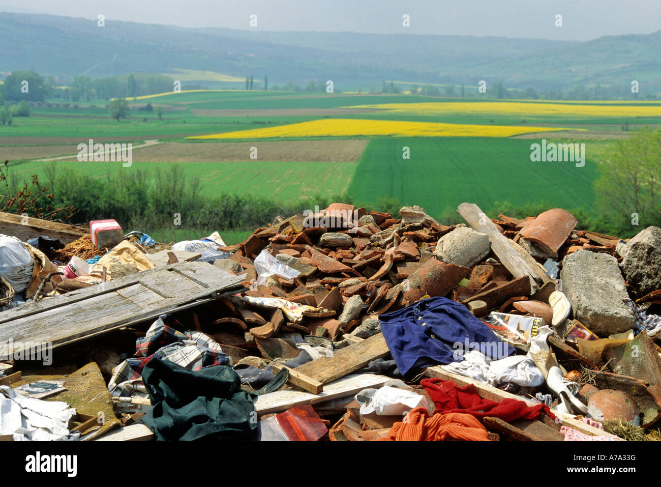 Rubbish tip / landfill site in the countryside Stock Photo