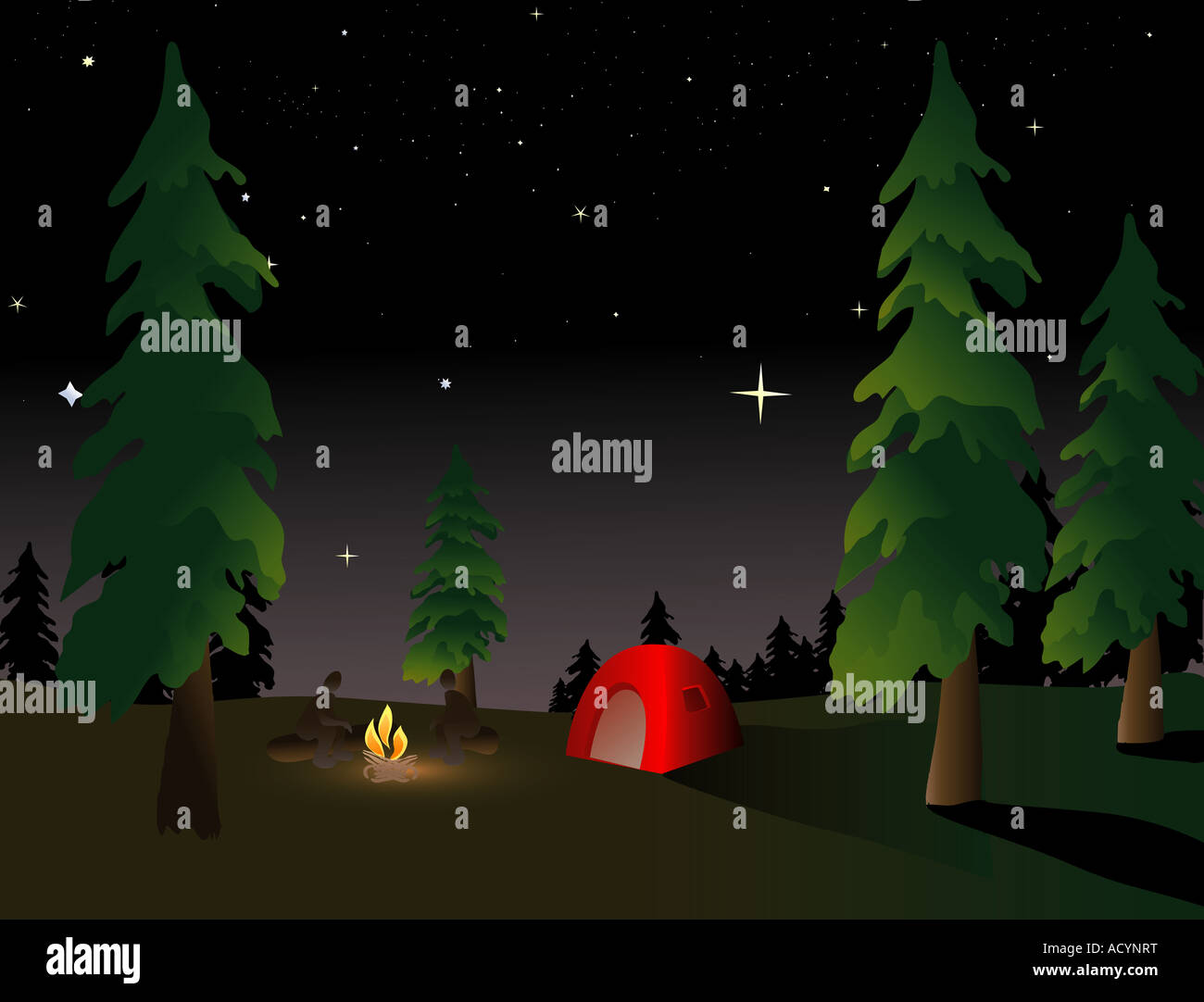 Camping in the wilderness under a summer night sky Stock Photo