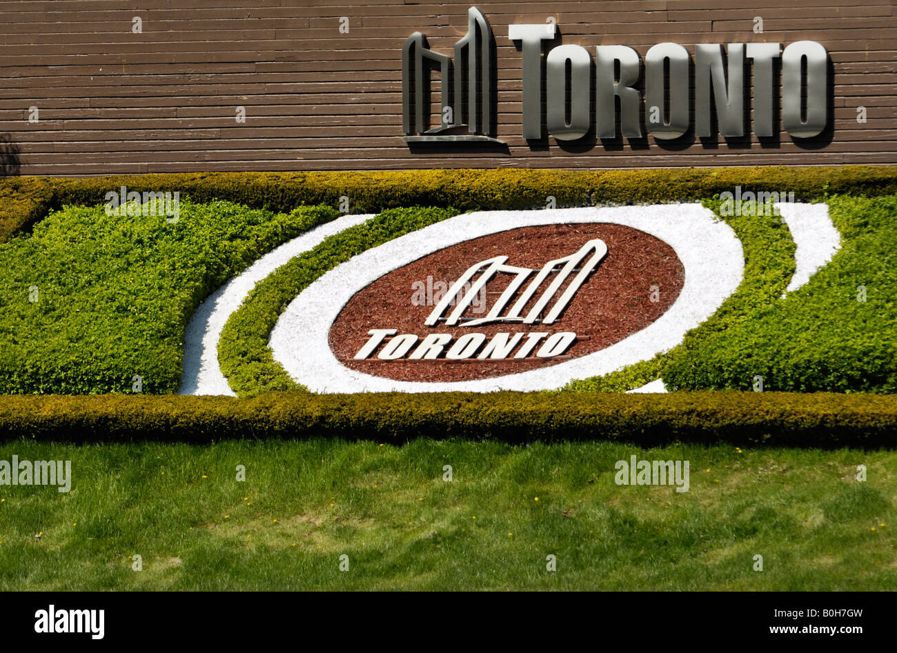 Flower bed with Toronto symbol Stock Photo