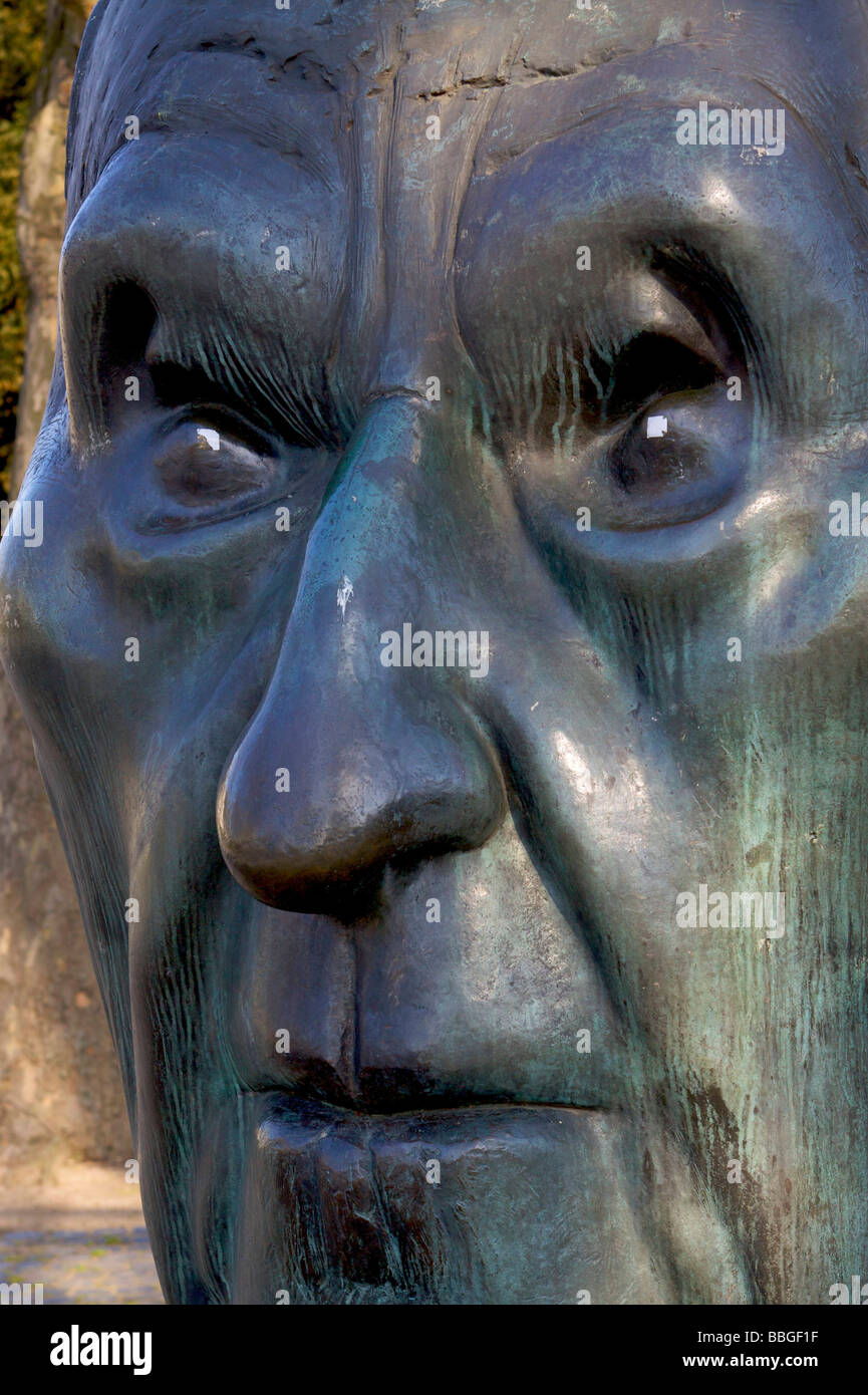 Konrad Adenauer bust created by Hubertus von Pilgrim on Bundeskanzlerplatz square in front of the former Federal Chancellery in Stock Photo