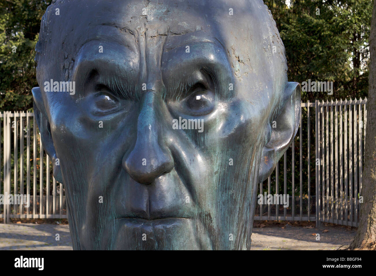 Konrad Adenauer bust created by Hubertus von Pilgrim on Bundeskanzlerplatz square in front of the former Federal Chancellery in Stock Photo