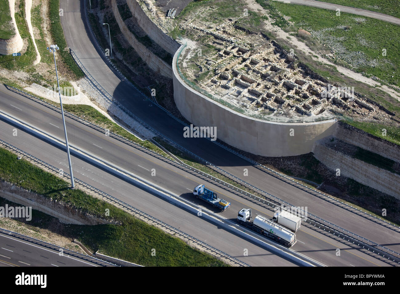 Aerial photograph of an archeology site of Ein Toot near Root #6 Stock Photo