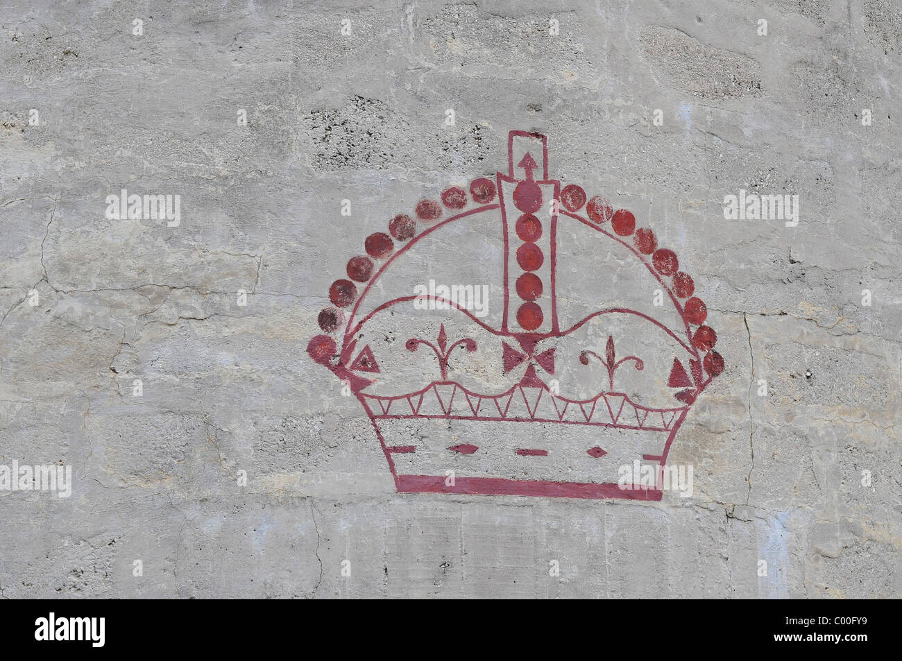 The royal emblem on a Jordanian Pillbox guard station Stock Photo