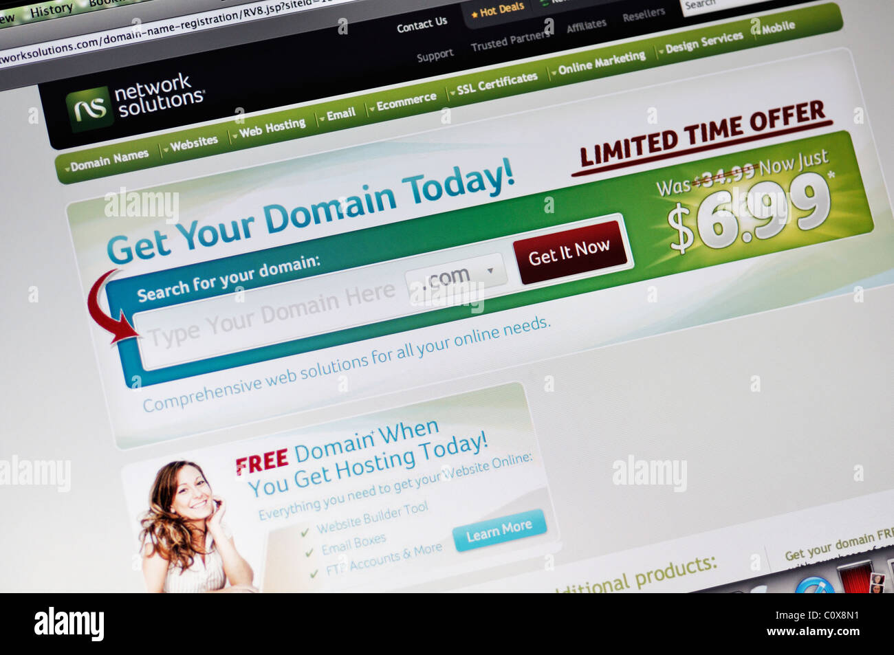 Network Solutions website - domain names, web hosting and online marketing Stock Photo